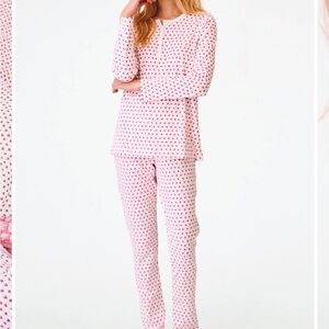 Roller Rabbit White and Pink Heart Pajama Set